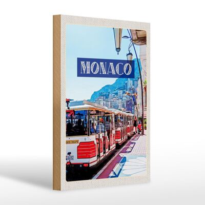 Cartello in legno da viaggio 20x30 cm Monaco Francia tour centro città