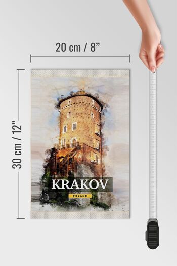 Panneau en bois voyage 20x30cm tour de Cracovie peinture voyage destination de voyage 4