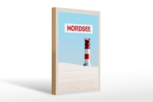 Holzschild Reise 20x30cm Nordsee Deutschland Meer Leuchtturm