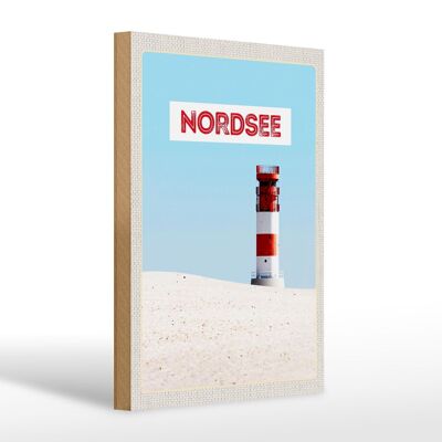 Cartel de madera viaje 20x30cm Mar del Norte Alemania Faro del Mar