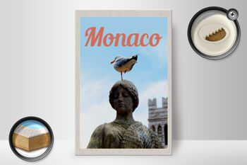 Panneau en bois voyage 20x30cm Monaco France sculpture oiseau 2