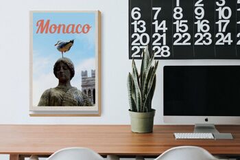 Panneau en bois voyage 20x30cm Monaco France sculpture oiseau 3