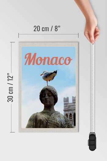 Panneau en bois voyage 20x30cm Monaco France sculpture oiseau 4