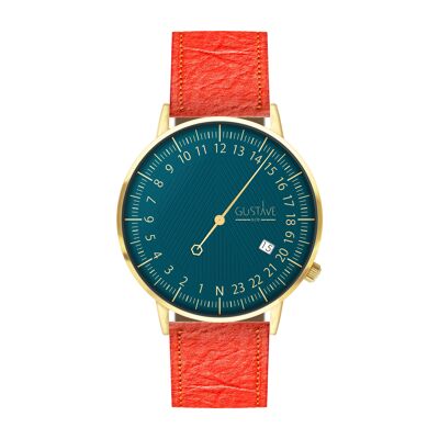 24H André Gold & Blue Watch - Bracciale in fibra di ananas corallo