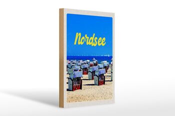 Panneau en bois voyage 20x30cm Mer du Nord plage mer 1