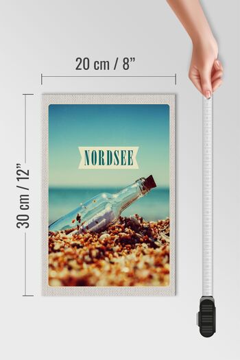 Panneau en bois voyage 20x30cm mer du Nord plage message de mer dans une bouteille 4