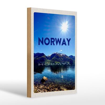 Holzschild Reise 20x30cm Norwegen Meer Strand Europa Gebirge