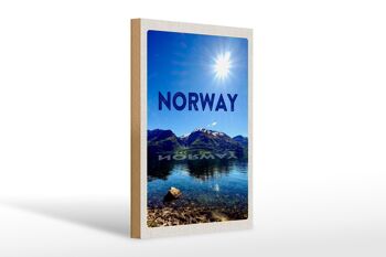 Panneau en bois voyage 20x30cm Norvège mer plage Europe montagnes 1