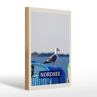 Cartello in legno da viaggio 20x30 cm Mare del Nord Seagull Beach Sea Holiday Trip