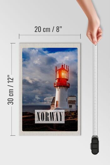 Panneau en bois voyage 20x30cm Norvège phare orage mer 4