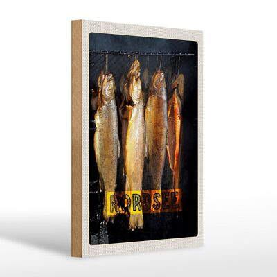 Cartel de madera viaje 20x30cm Delicias alimentarias para peces del Mar del Norte