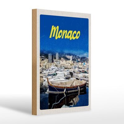 Cartello in legno da viaggio 20x30 cm Monaco Francia yacht spiaggia mare