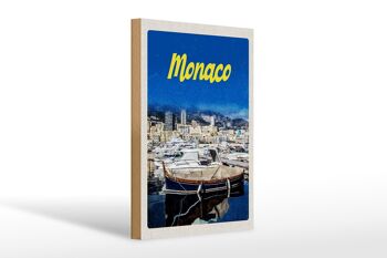 Panneau en bois voyage 20x30cm Monaco France yacht plage mer 1