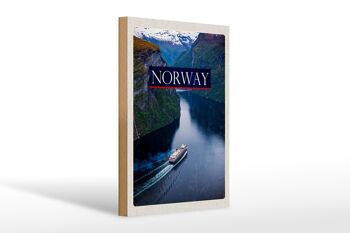 Panneau en bois voyage 20x30cm Norvège croisière voyage mer 1