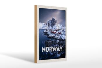 Panneau en bois voyage 20x30cm Norvège heure d'hiver gel mer froide 1