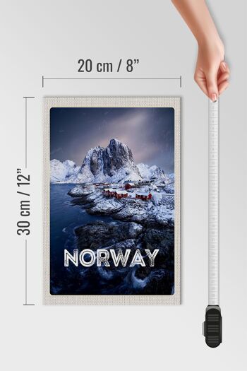 Panneau en bois voyage 20x30cm Norvège heure d'hiver gel mer froide 4