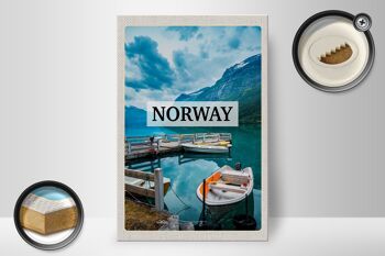 Panneau en bois voyage 20x30cm Norvège bateau île voyage de vacances 2