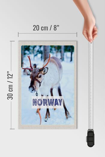 Panneau en bois voyage 20x30cm cerf de Norvège hiver neige 4