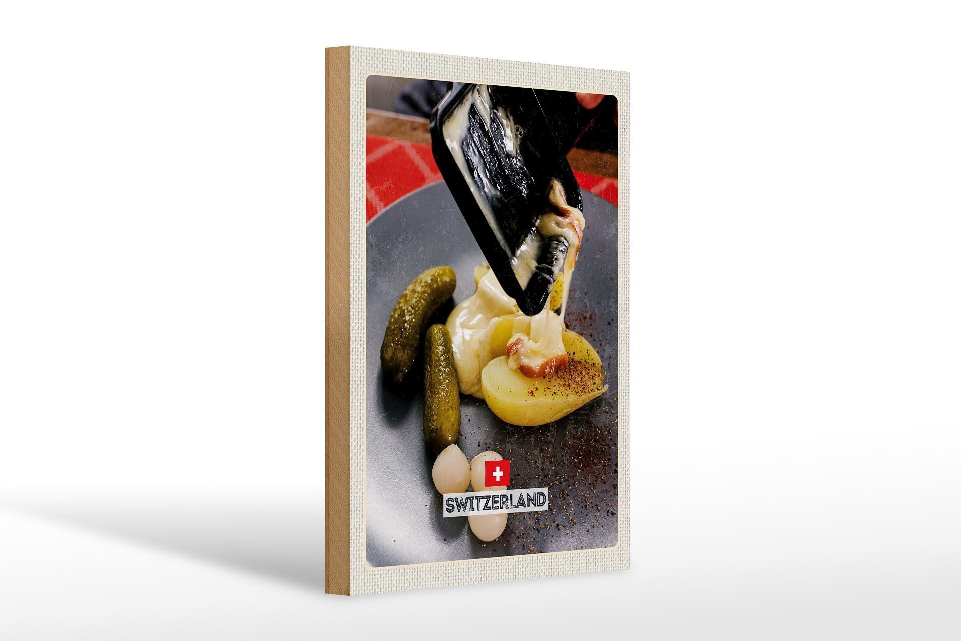 Cartello in legno da viaggio 20x30 cm Svizzera Regalo di piatti per raclette