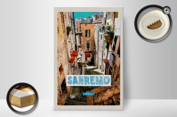 Panneau en bois voyage 20x30cm Sanremo Italie bâtiment de la vieille ville 2
