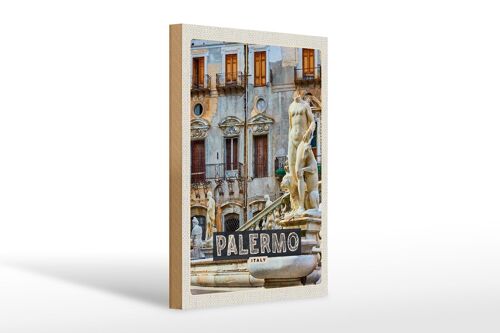 Holzschild Reise 20x30cm Palermo Italien Skulptur Altstadt