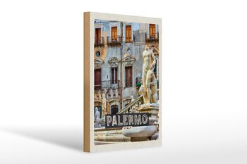 Panneau en bois voyage 20x30cm Palerme Italie sculpture vieille ville 1