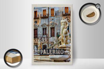 Panneau en bois voyage 20x30cm Palerme Italie sculpture vieille ville 2
