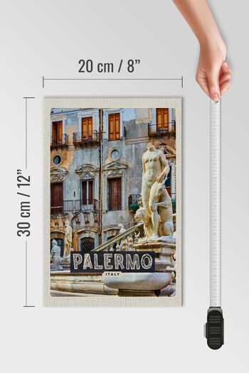 Panneau en bois voyage 20x30cm Palerme Italie sculpture vieille ville 4