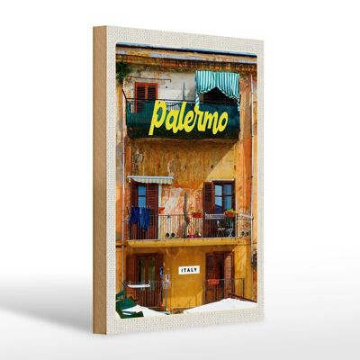 Panneau en bois voyage 20x30cm Palerme Italie bâtiment lieu de vacances