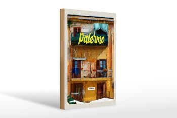 Panneau en bois voyage 20x30cm Palerme Italie bâtiment lieu de vacances 1