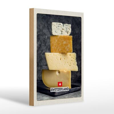 Cartel de madera viaje 20x30cm Suiza Berna queso tipo Emmentaler