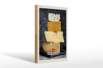 Panneau en bois voyage 20x30cm Suisse Berne fromage type Emmentaler 1