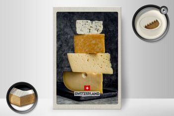 Panneau en bois voyage 20x30cm Suisse Berne fromage type Emmentaler 2