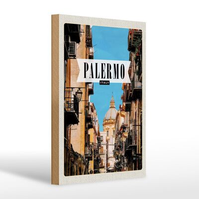 Wooden sign travel 20x30cm Palermo Italy architecture