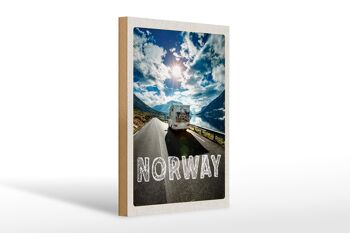 Panneau en bois voyage 20x30cm Norvège camping voyage vélo mer 1