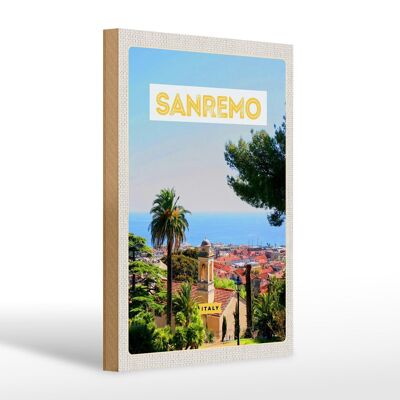 Cartello in legno viaggio 20x30cm Sanremo Italia viaggio sole estate