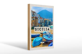 Panneau en bois voyage 20x30cm Sicile Italie Europe vacances 1
