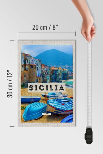 Panneau en bois voyage 20x30cm Sicile Italie Europe vacances 4