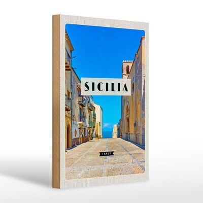 Cartello in legno da viaggio 20x30 cm Sicilia Italia Europa destinazione vacanze