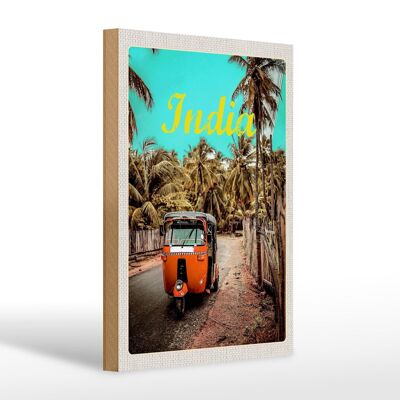 Cartel de madera viaje 20x30cm India Street Tuk Tuk Taxi Asia