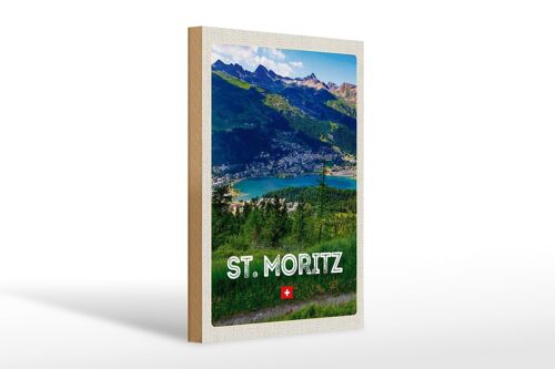 Holzschild Reise 20x30cm St. Moritz Österreich Ausblich Reise