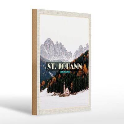 Cartello in legno da viaggio 20x30cm pz. Johann Tyrol Bosco innevato Inverno
