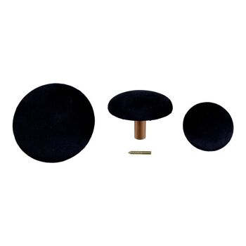 Boutons Giza - 3 boutons en velours noir et aspect laiton 3