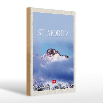 Wooden sign travel 20x30cm pcs.Moritz view of mountain peak