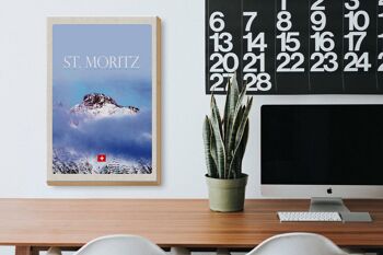 Panneau en bois voyage 20x30cm pcs. Vue de Moritz sur le sommet de la montagne 3