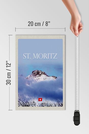 Panneau en bois voyage 20x30cm pcs. Vue de Moritz sur le sommet de la montagne 4