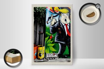 Panneau en bois voyage 20x30cm Berlin Graffiti Trump Street Art 2