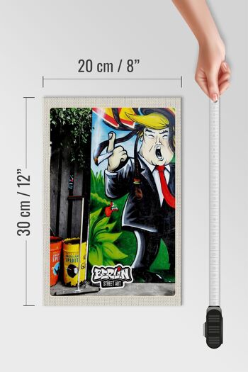 Panneau en bois voyage 20x30cm Berlin Graffiti Trump Street Art 4