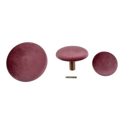 Boutons Giza - 3 boutons en velours rose et aspect laiton