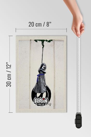 Panneau en bois voyage 20x30cm Berlin Street Art noir blanc art 4